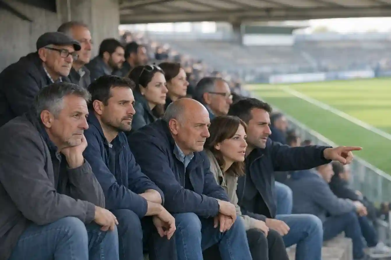 Tifosi sulle tribune di uno stadio di Serie A che seguono la partita con attenzione